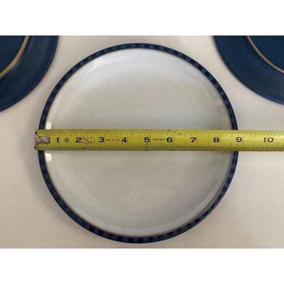 DENBY Reflex Luncheon/Salad Plates White on Blue 9” England Set of 4 Plates - Picture 3 of 4